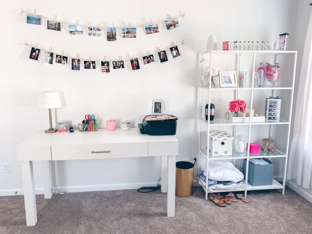 College Room Decor - Desk and Standing Shelves