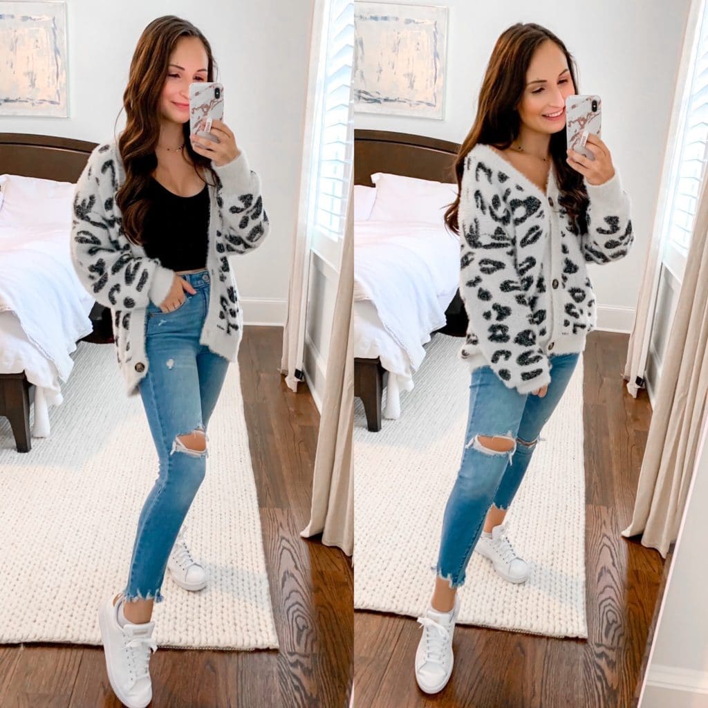 amazon haul - leopard cardigan