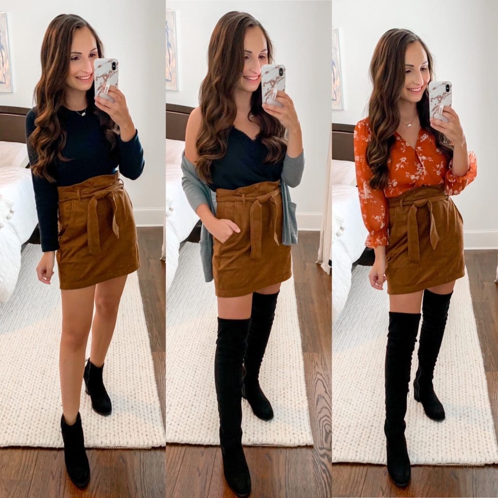 abercrombie haul - suede skirt styled