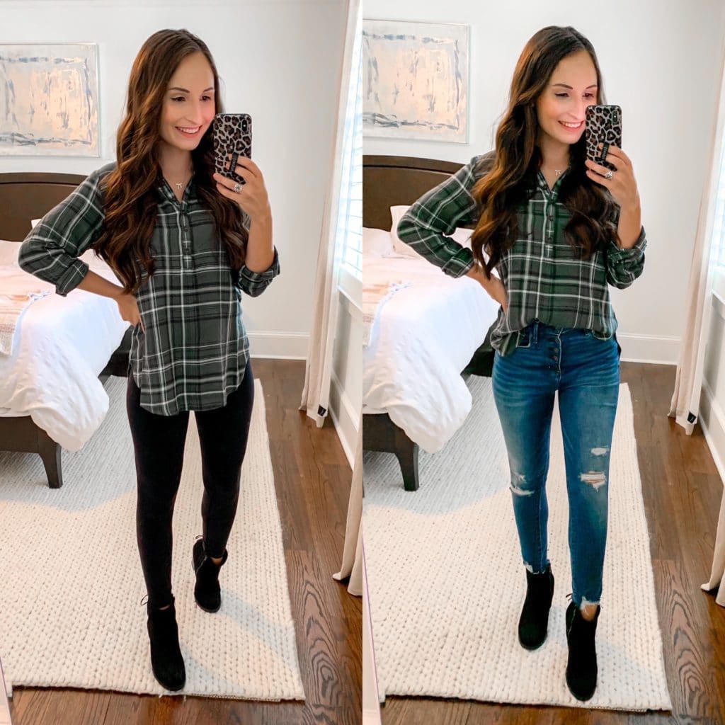 target try on - green plaid bloue